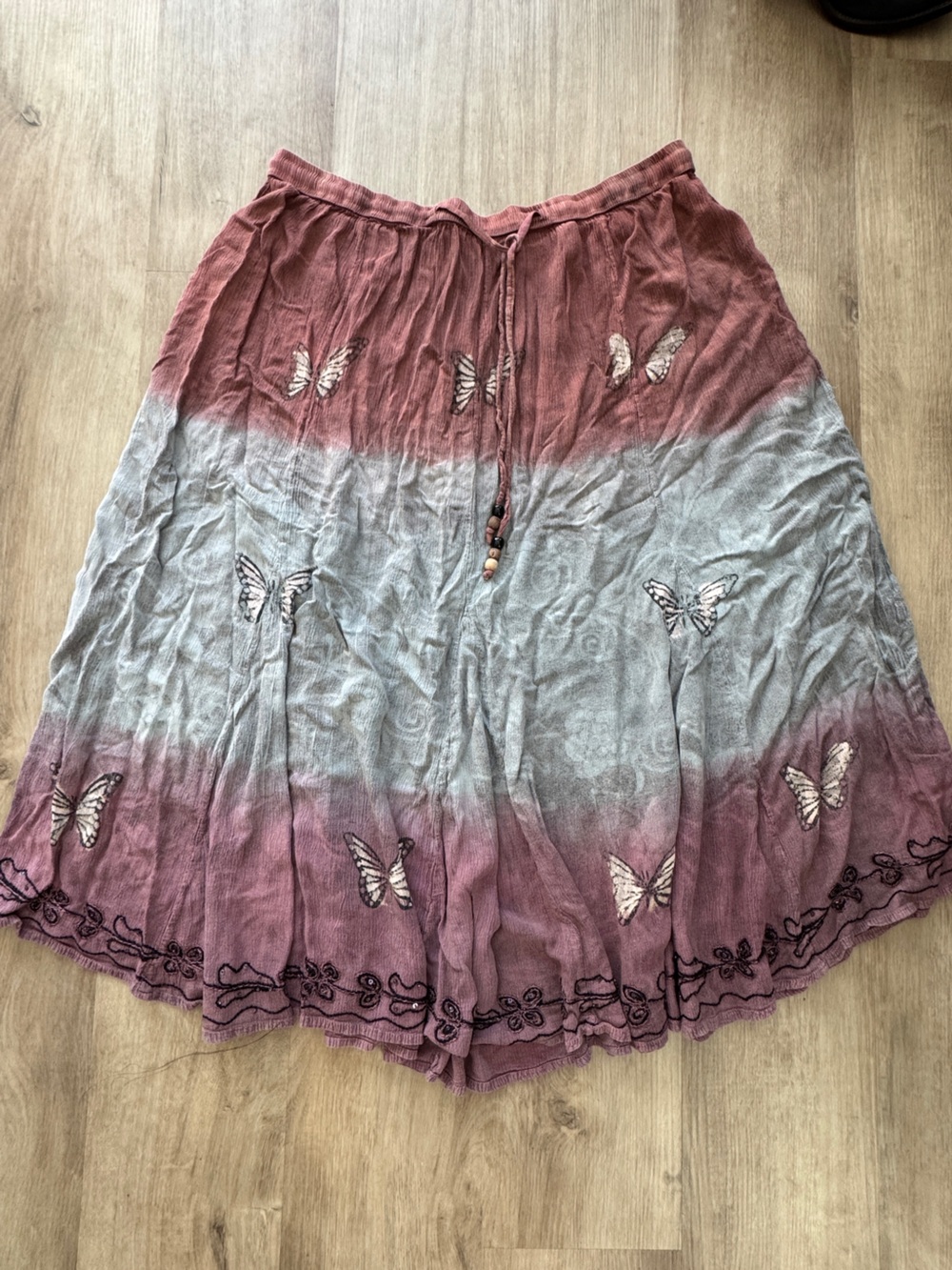 Greater Good Fairy Bohemian Ombre Butterfly Midi Skirt Free Size Plus